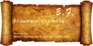 Biswanger Fridolin névjegykártya